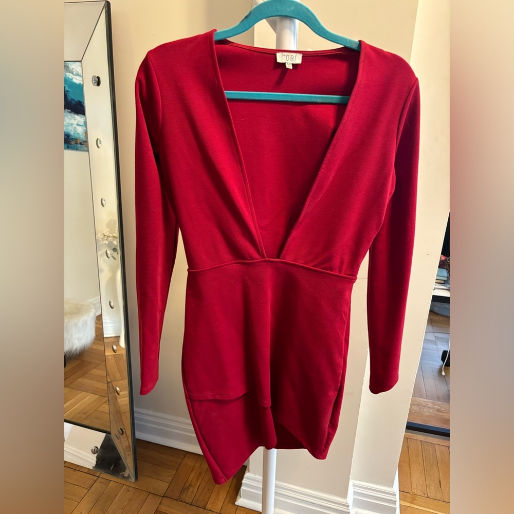 Red Deep V Dress